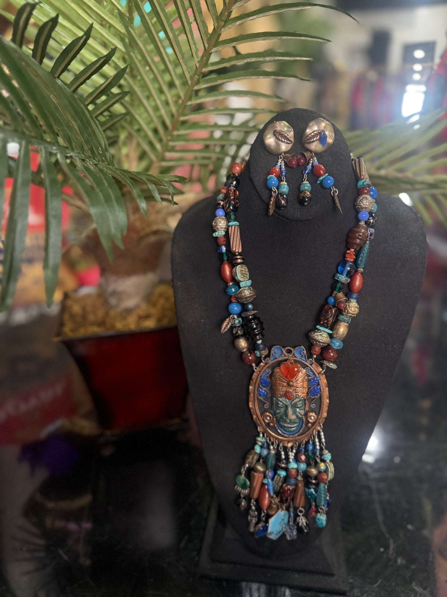Mayan Aztec Necklace & Earring Set