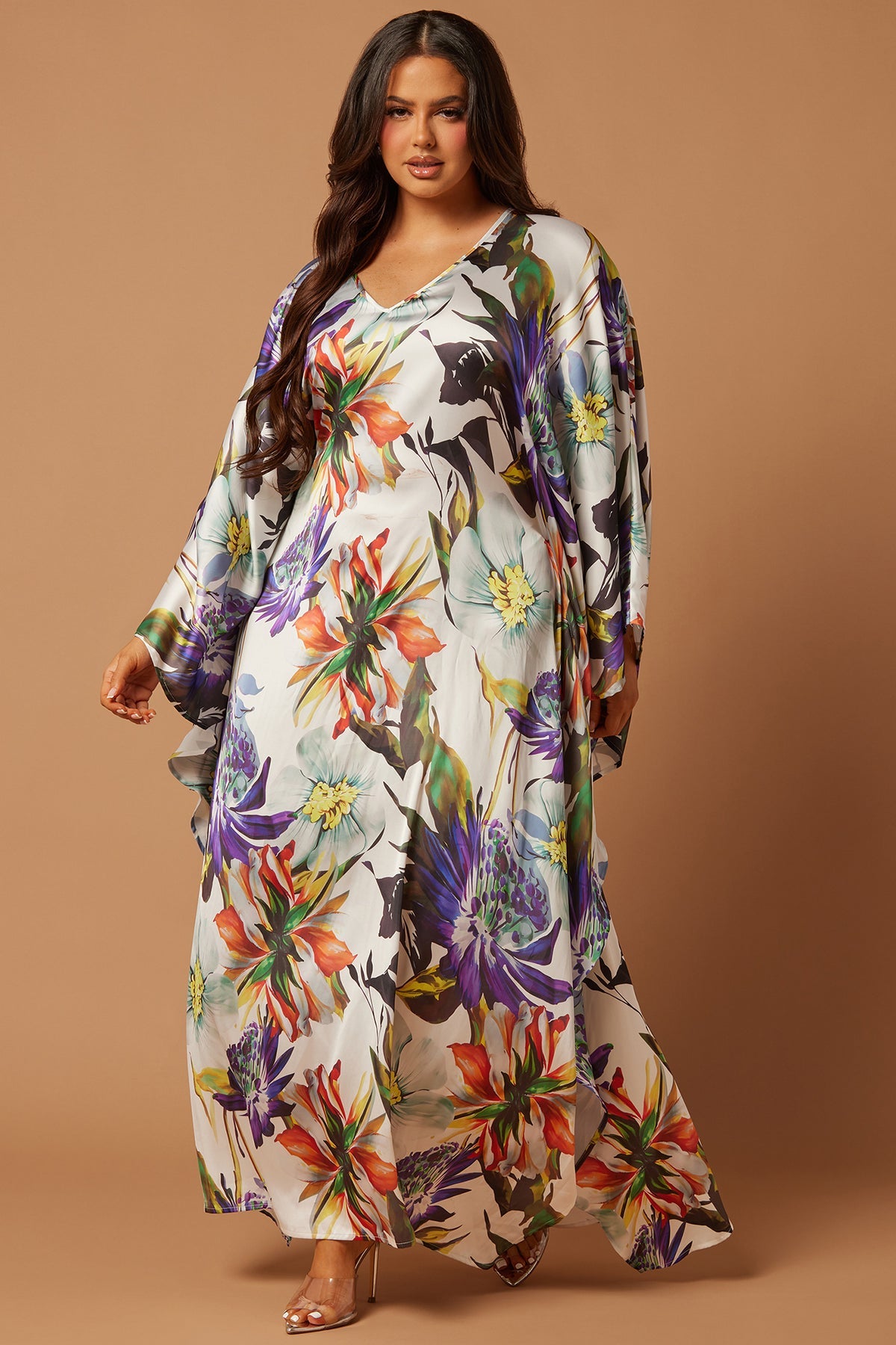 Luxe Athens Satin Kaftan Dress
