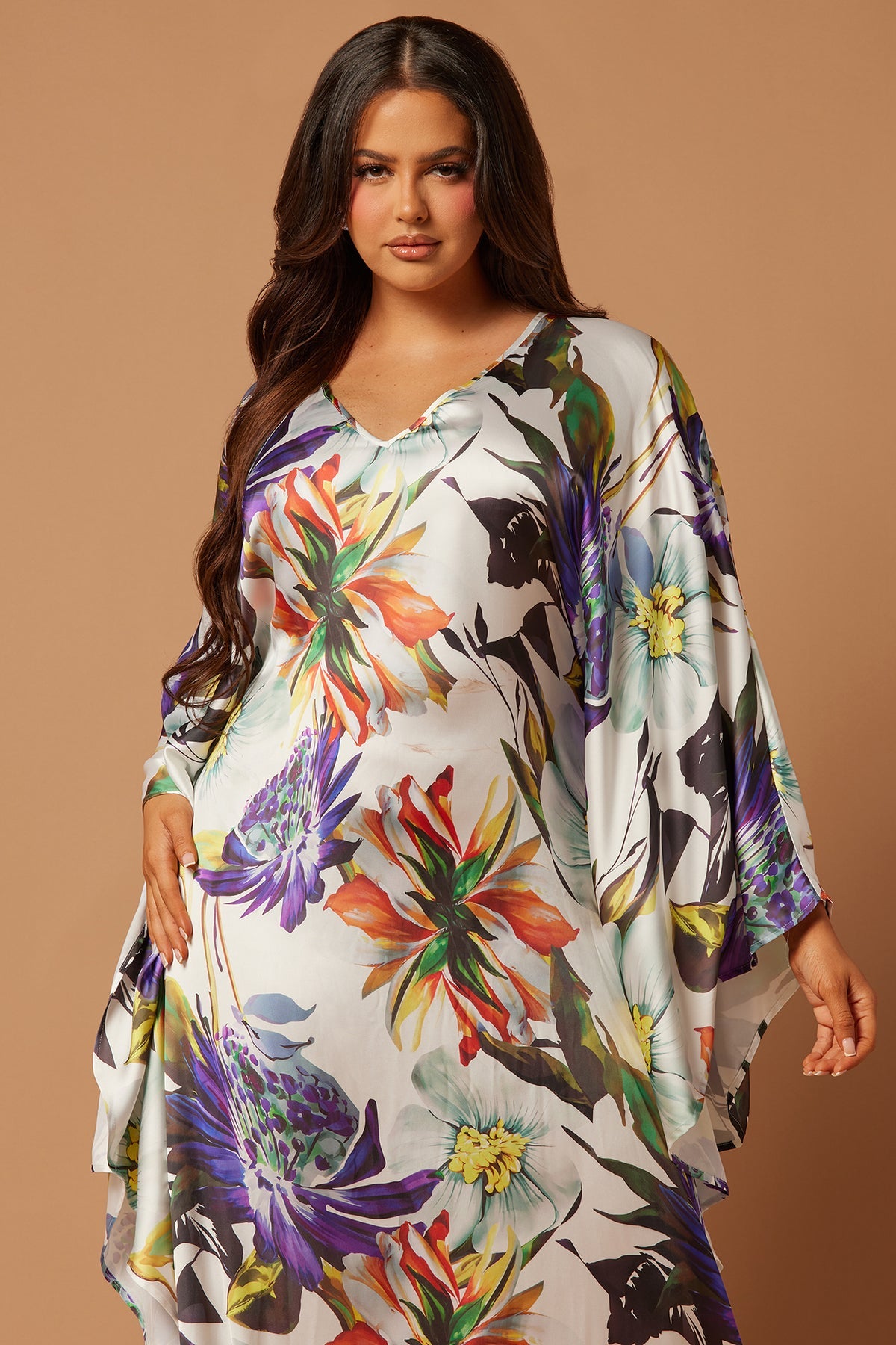 Luxe Athens Satin Kaftan Dress