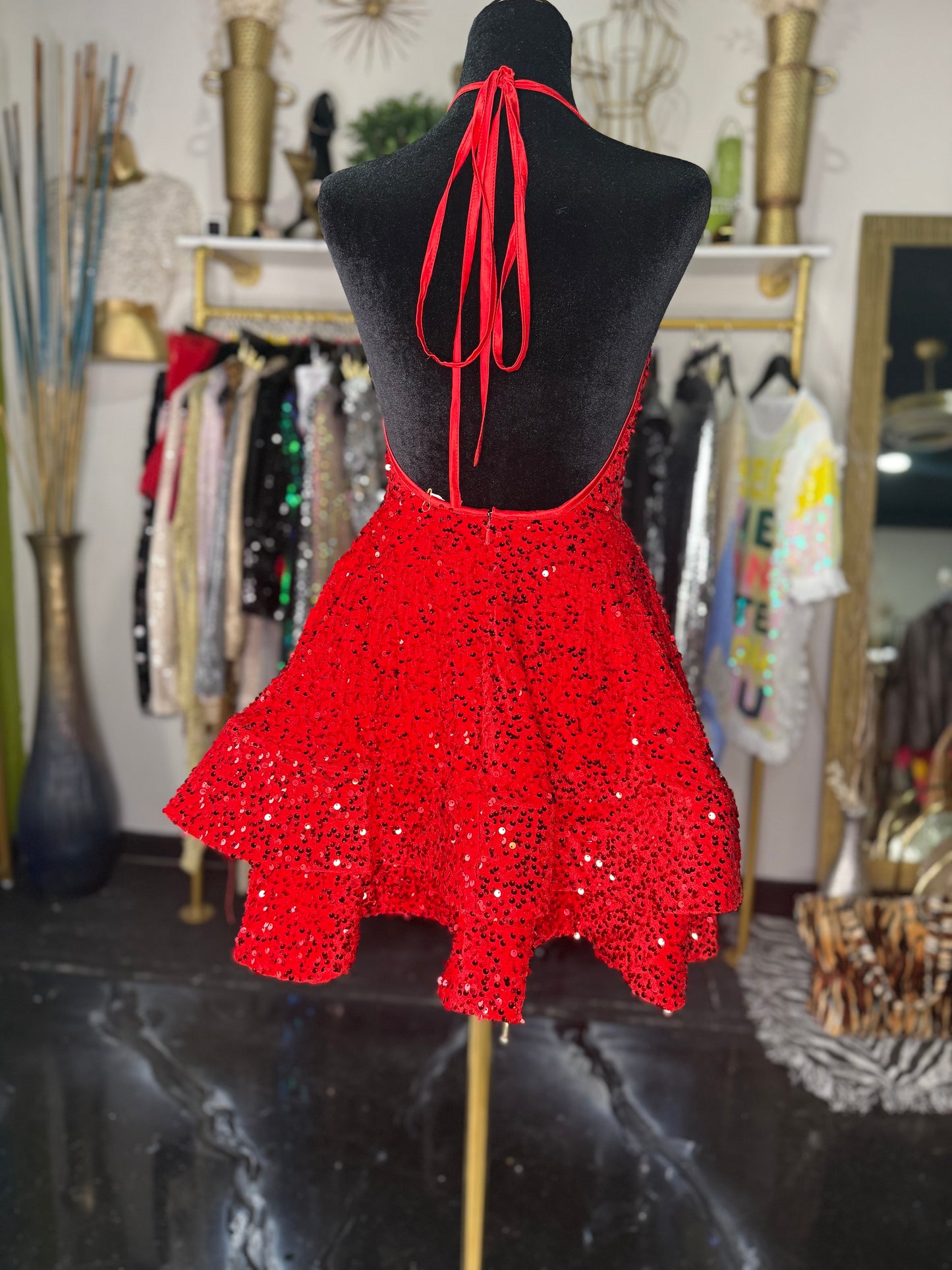 The Marilyn Red Sequin Mini Dress
