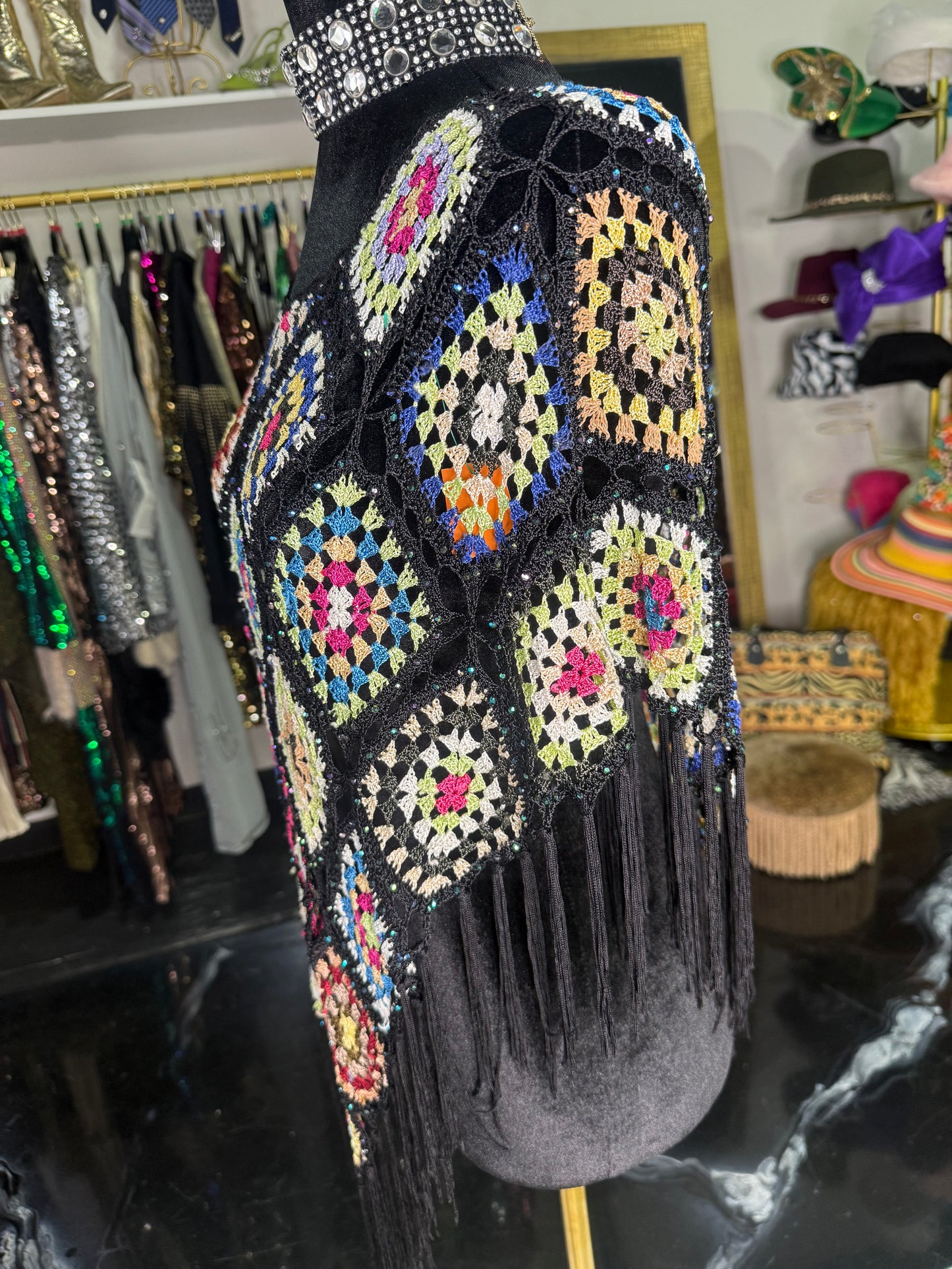 VTG Crochet Bedazzled Shawl