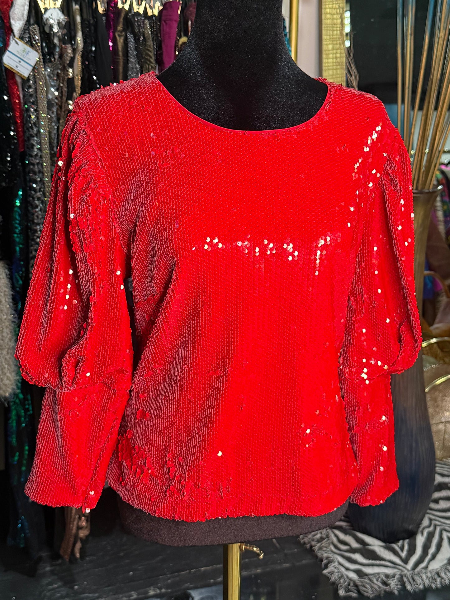 Red Sequin Blouse