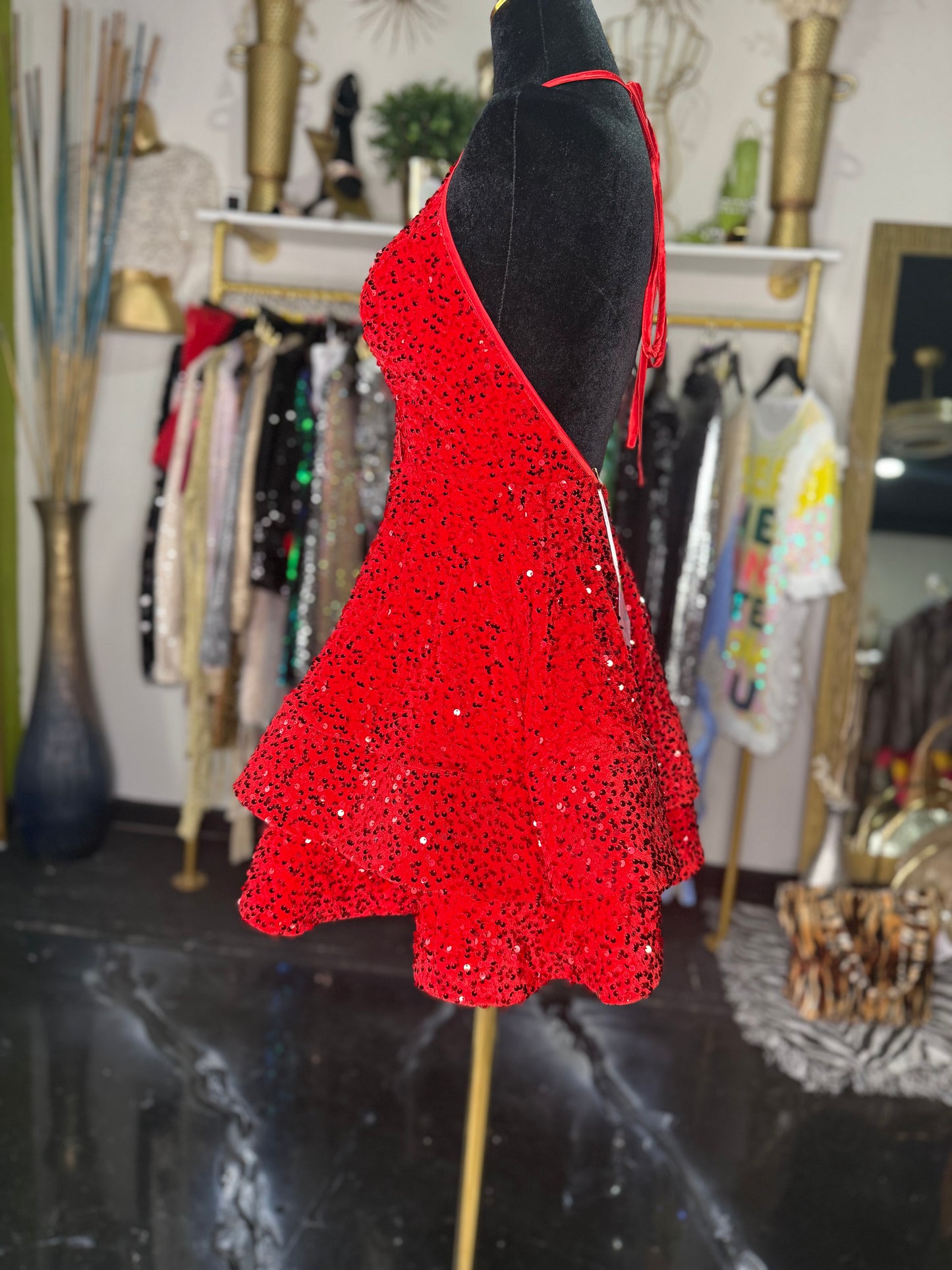 The Marilyn Red Sequin Mini Dress