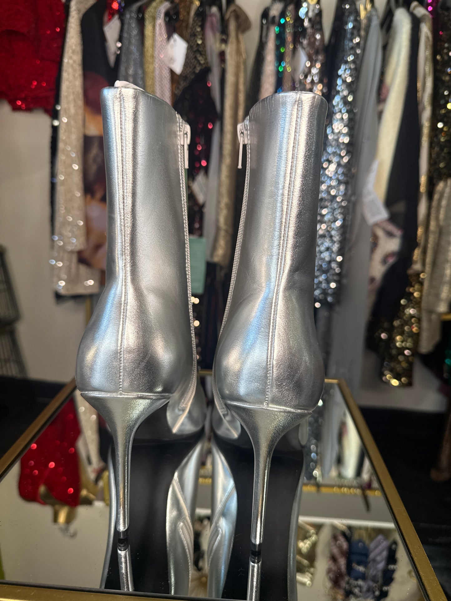 Silver Metallic Booties