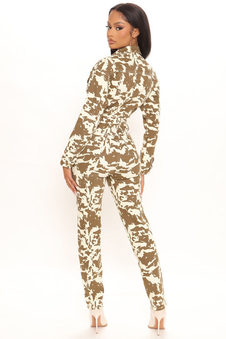 Eyes On You Denim Jumpsuit - Brown