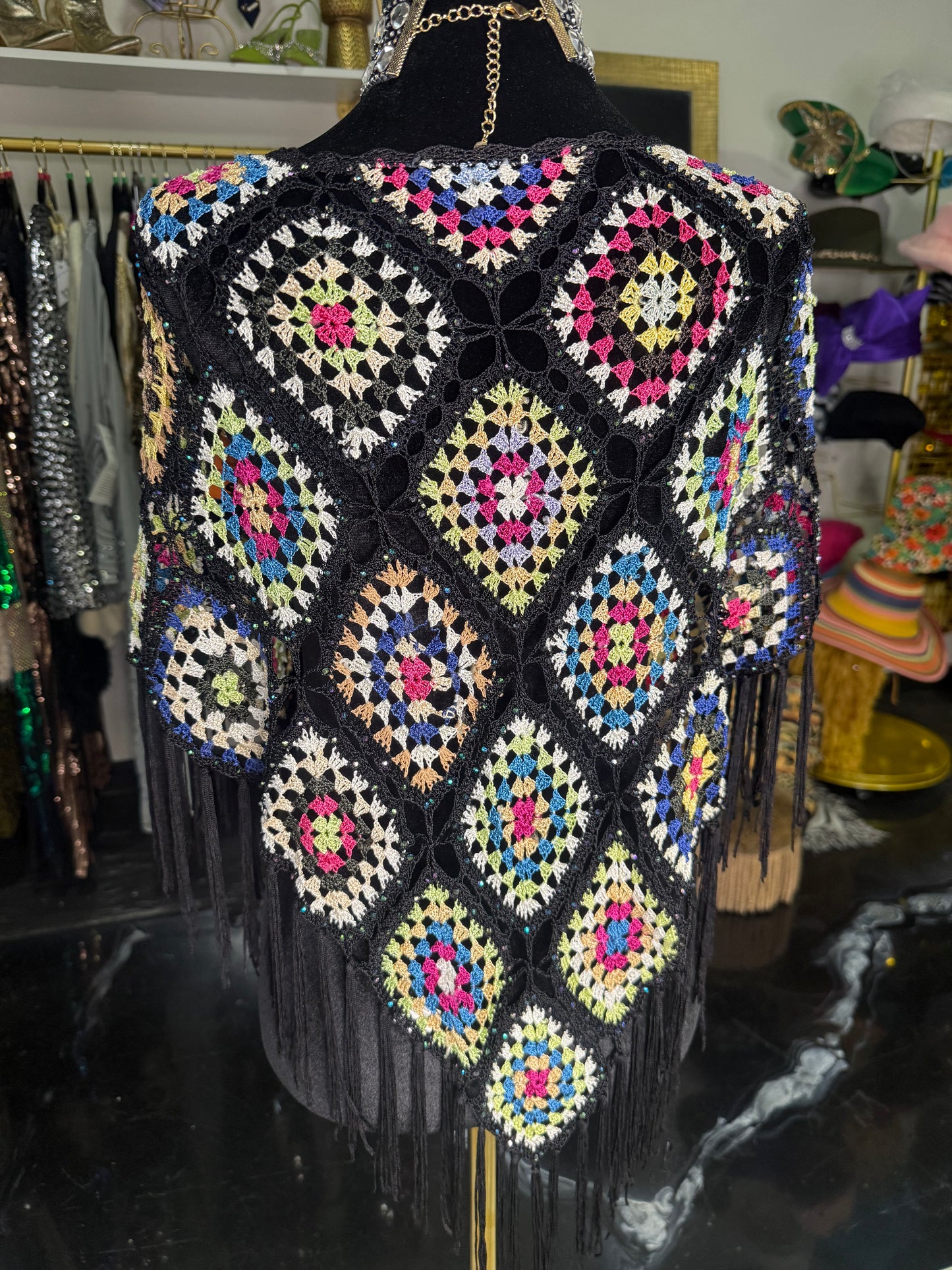 VTG Crochet Bedazzled Shawl