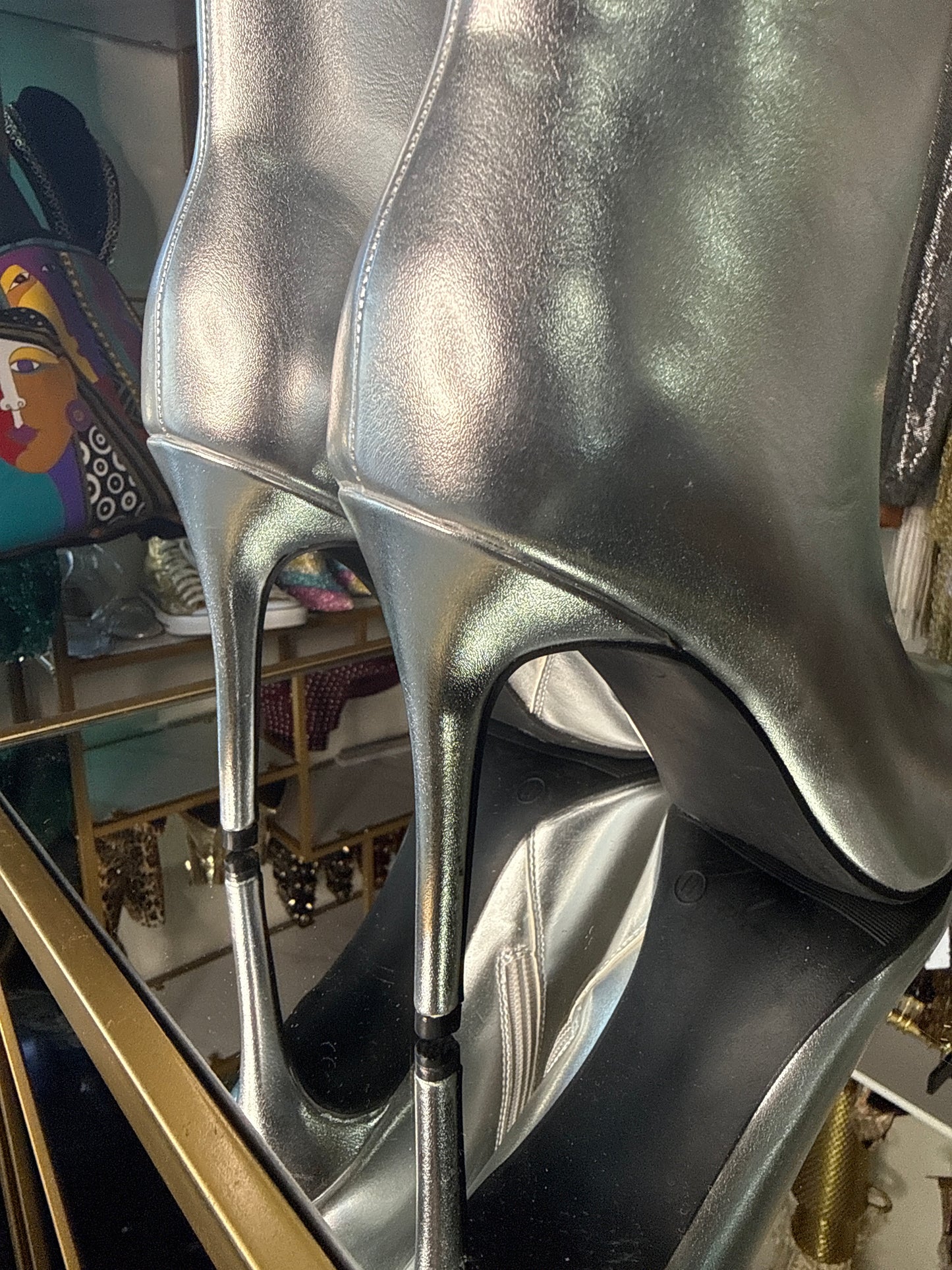 Silver Metallic Booties