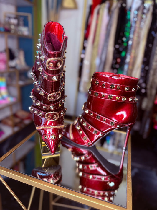 Maroon Magic Studded Booties