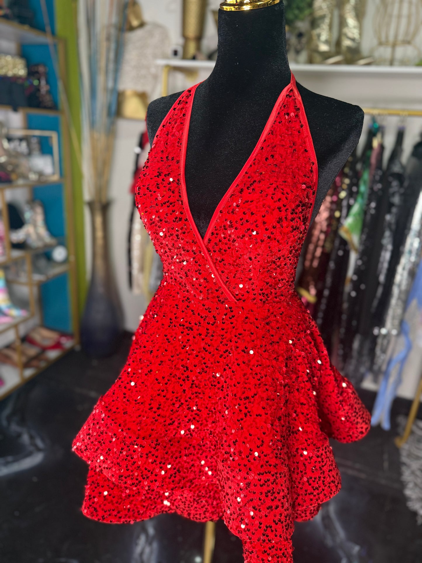 The Marilyn Red Sequin Mini Dress