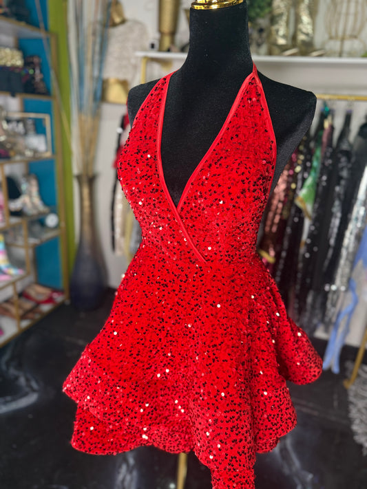 The Marilyn Red Sequin Mini Dress