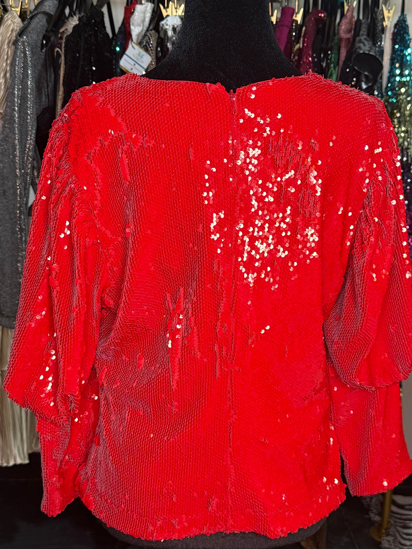 Red Sequin Blouse