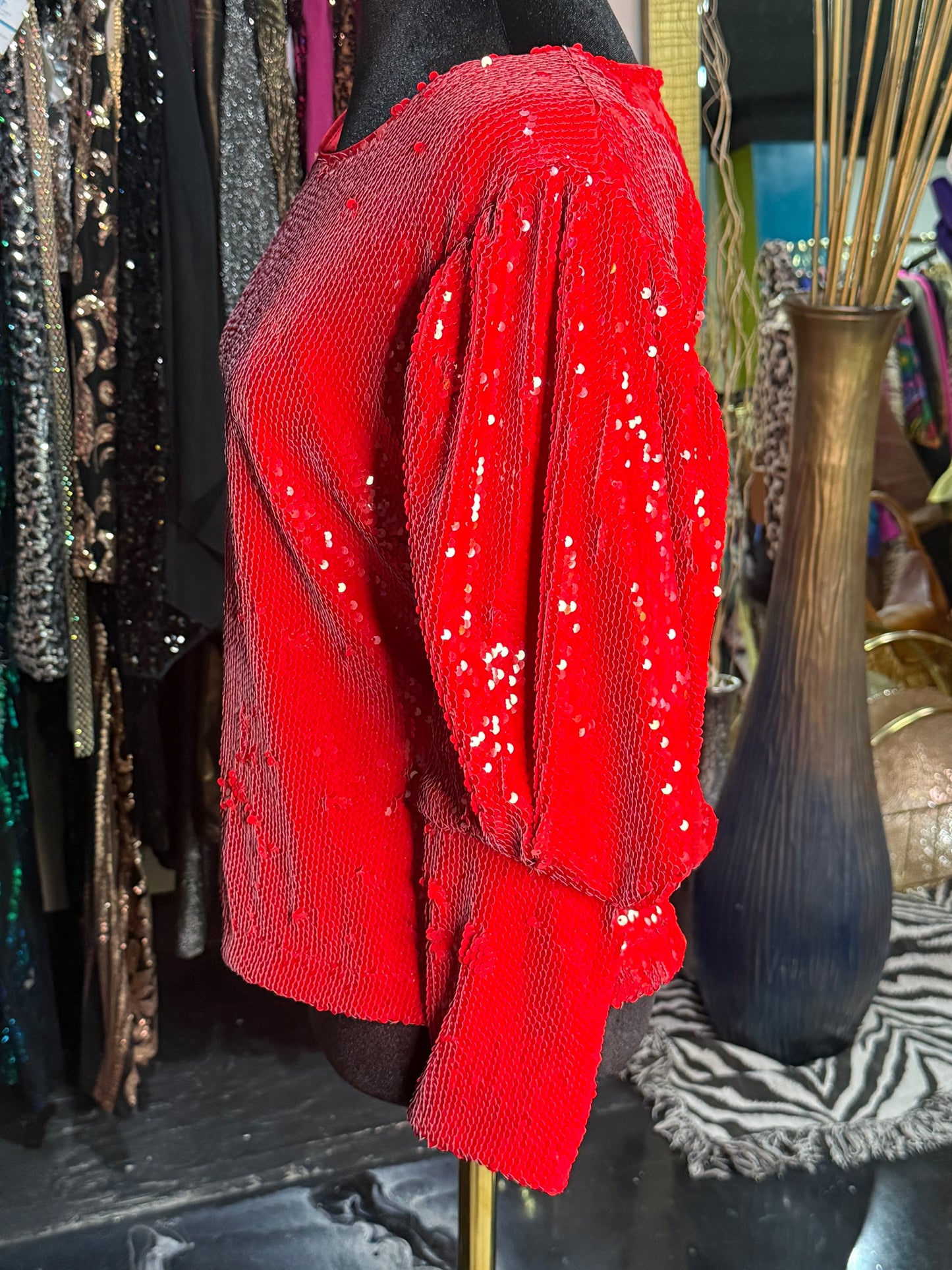 Red Sequin Blouse