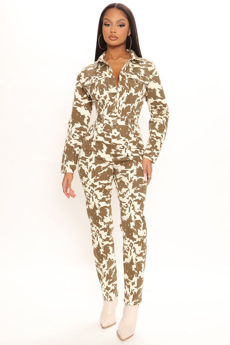 Eyes On You Denim Jumpsuit - Brown