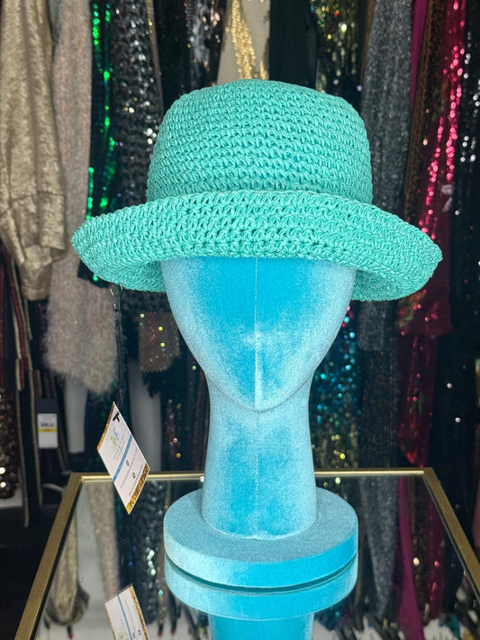 Bright Teal Straw Hat