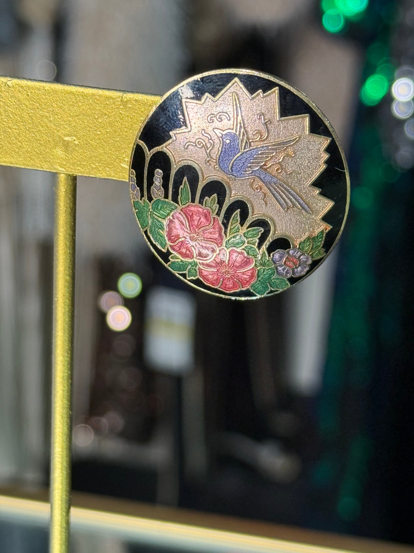 Vintage Enamel Bird Cloisonné Earrings