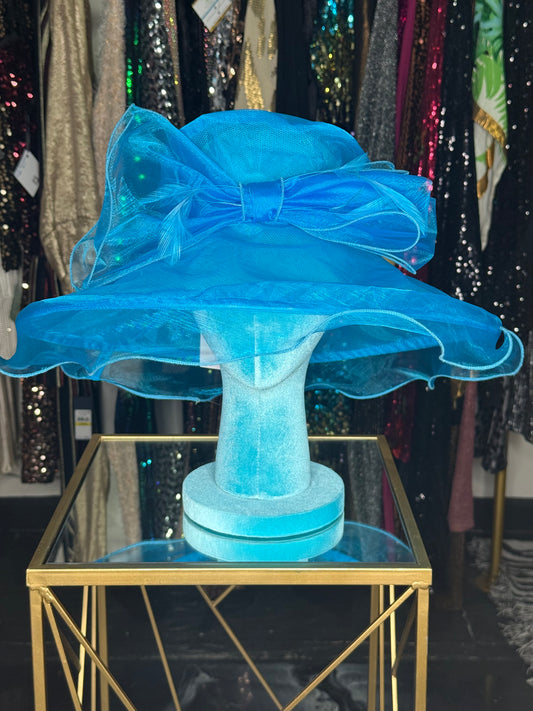 Turquoise Organza Derby Hat