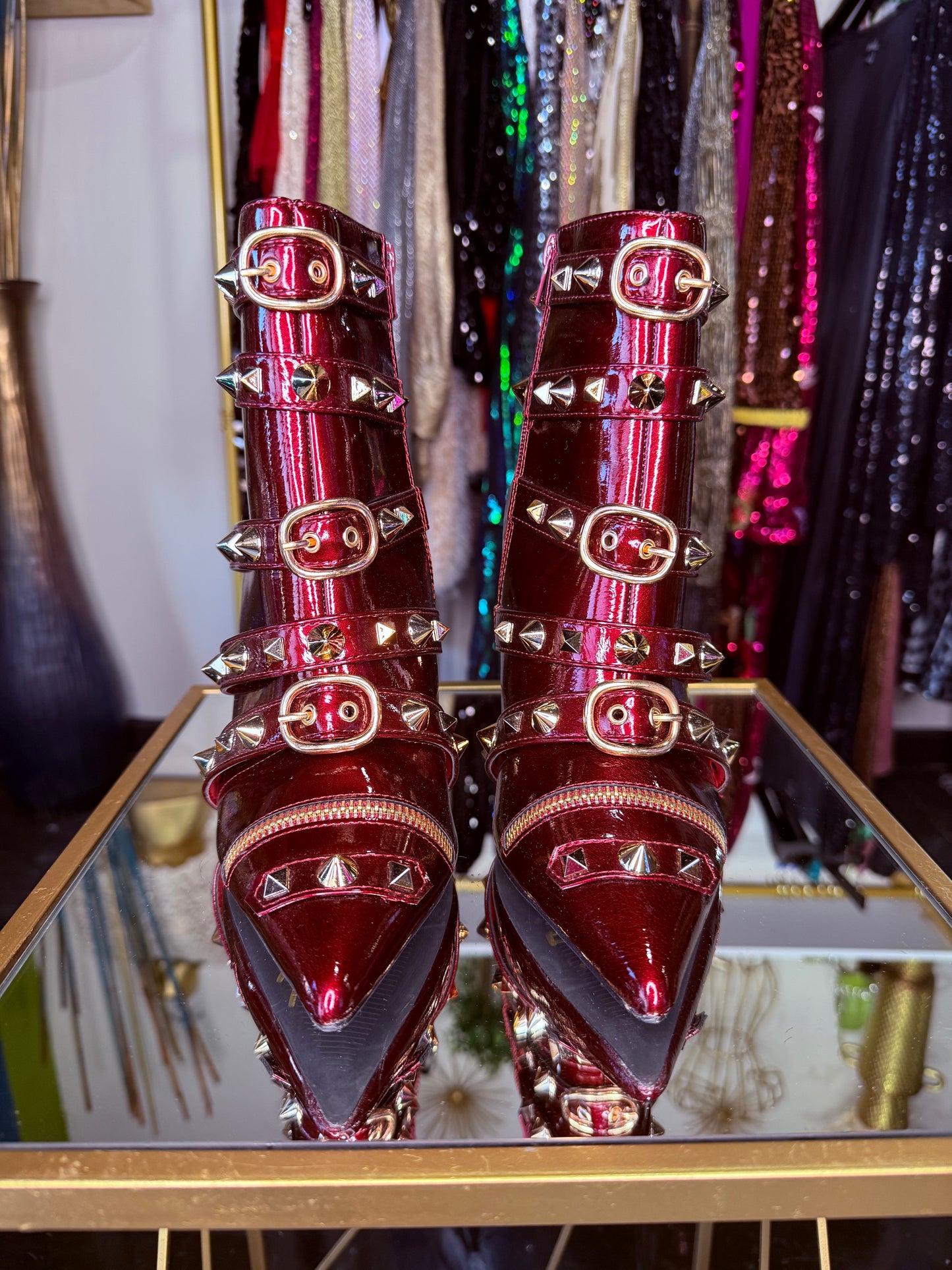 Maroon Magic Studded Booties