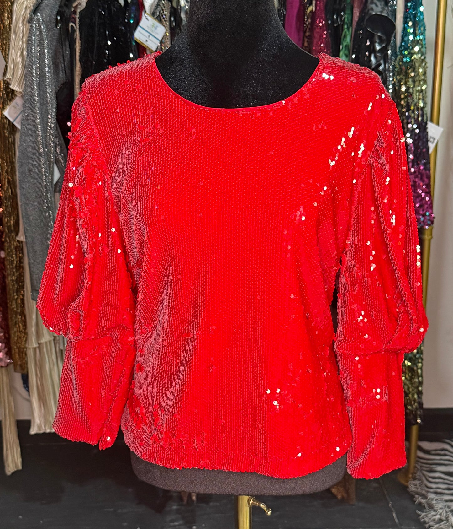 Red Sequin Blouse