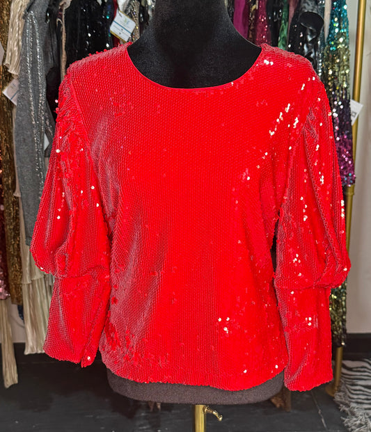 Red Sequin Blouse