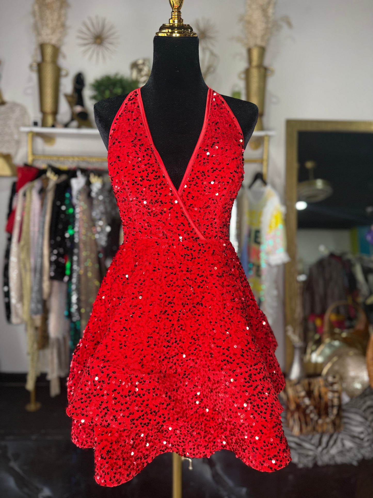 The Marilyn Red Sequin Mini Dress