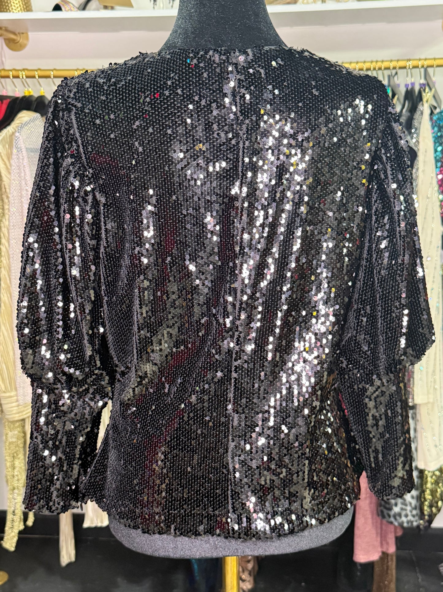 Black Sequin Blouse