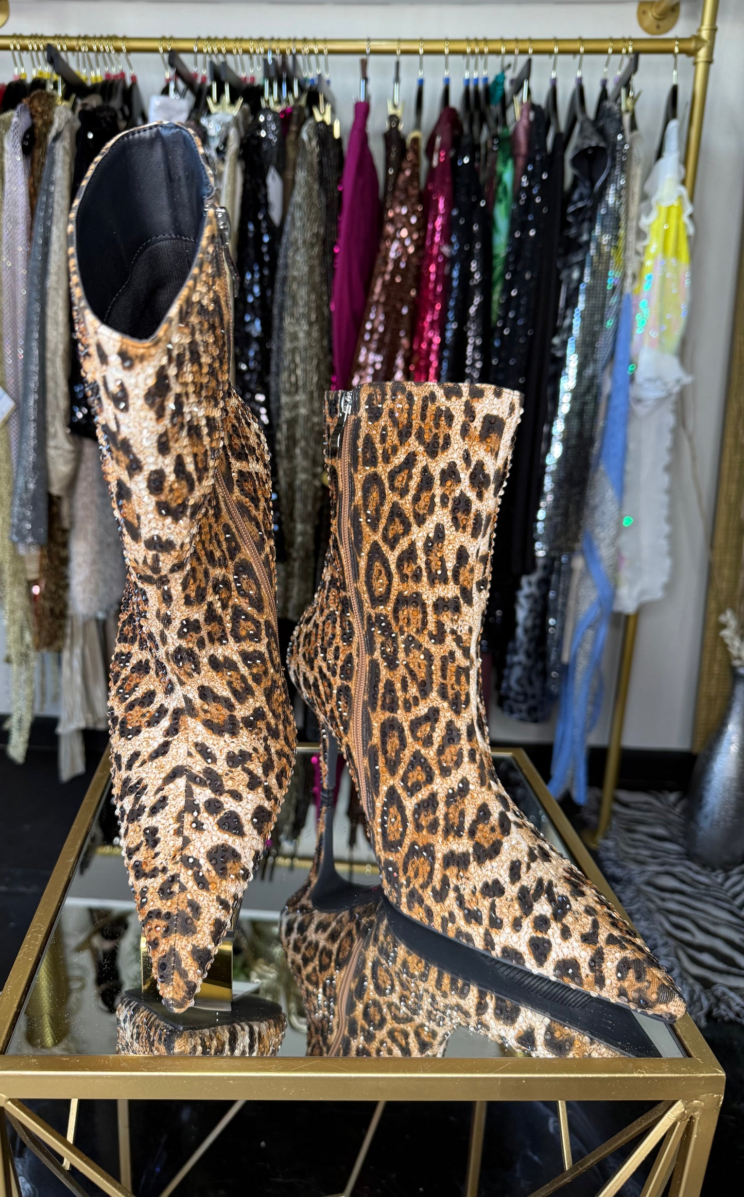 Leopard Studded Booties