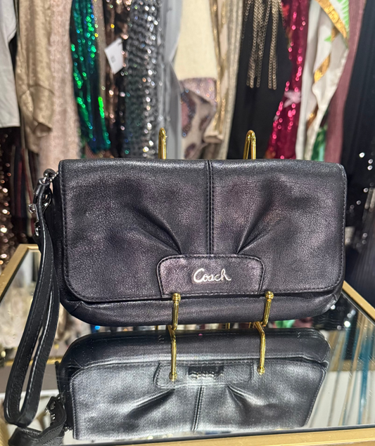 Black Leather Coach Wristlet
