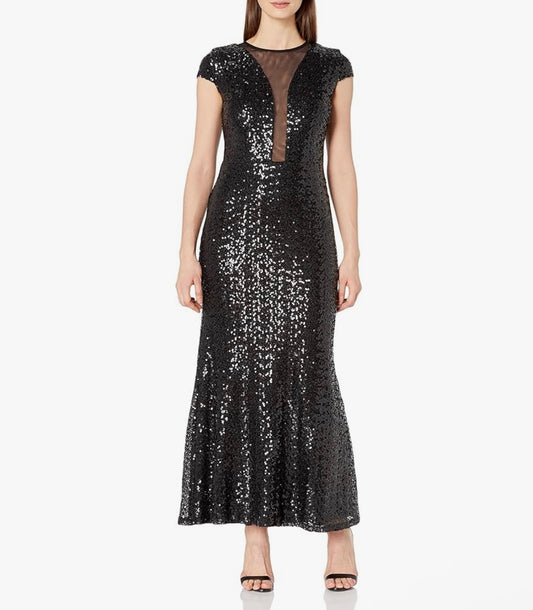 Marina Black Sequin Gown