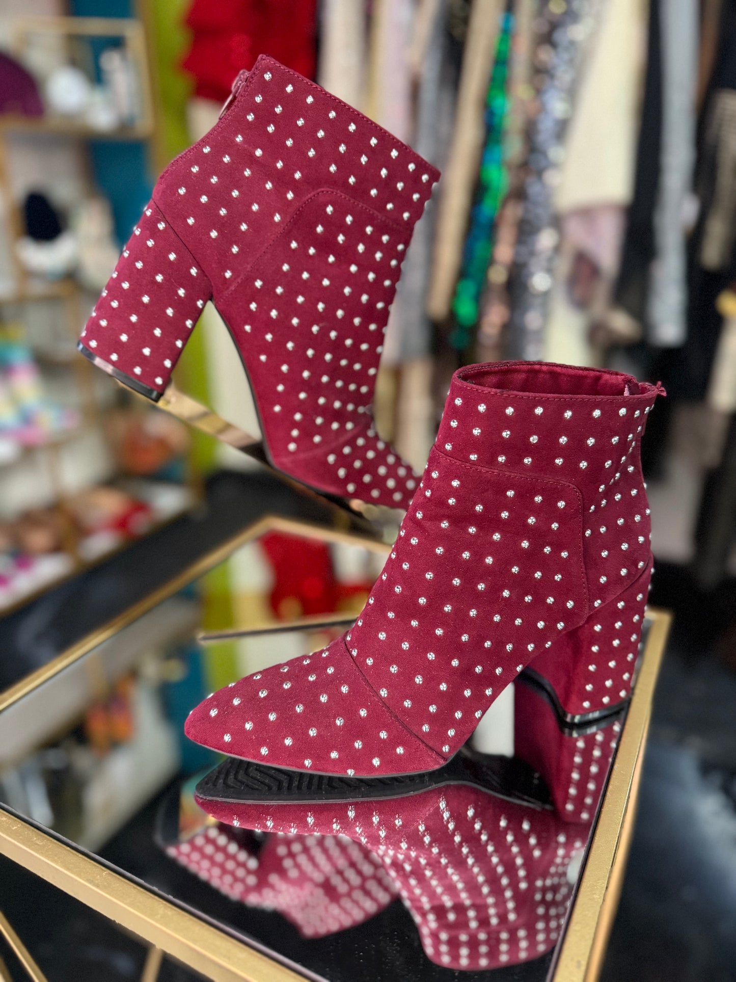Burgundy Studded Booties