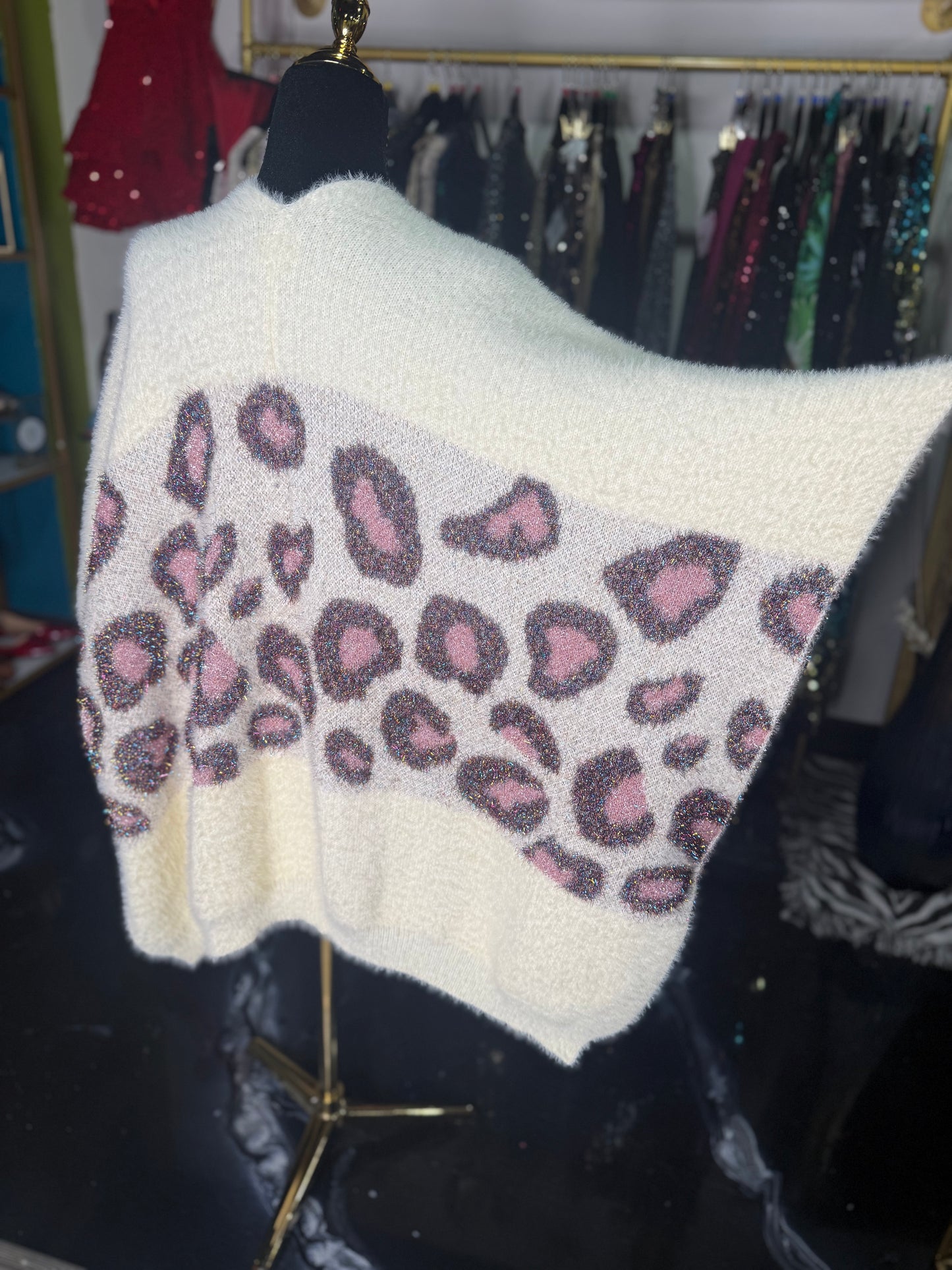 Metallic Colorful Leopard Duster Shawl