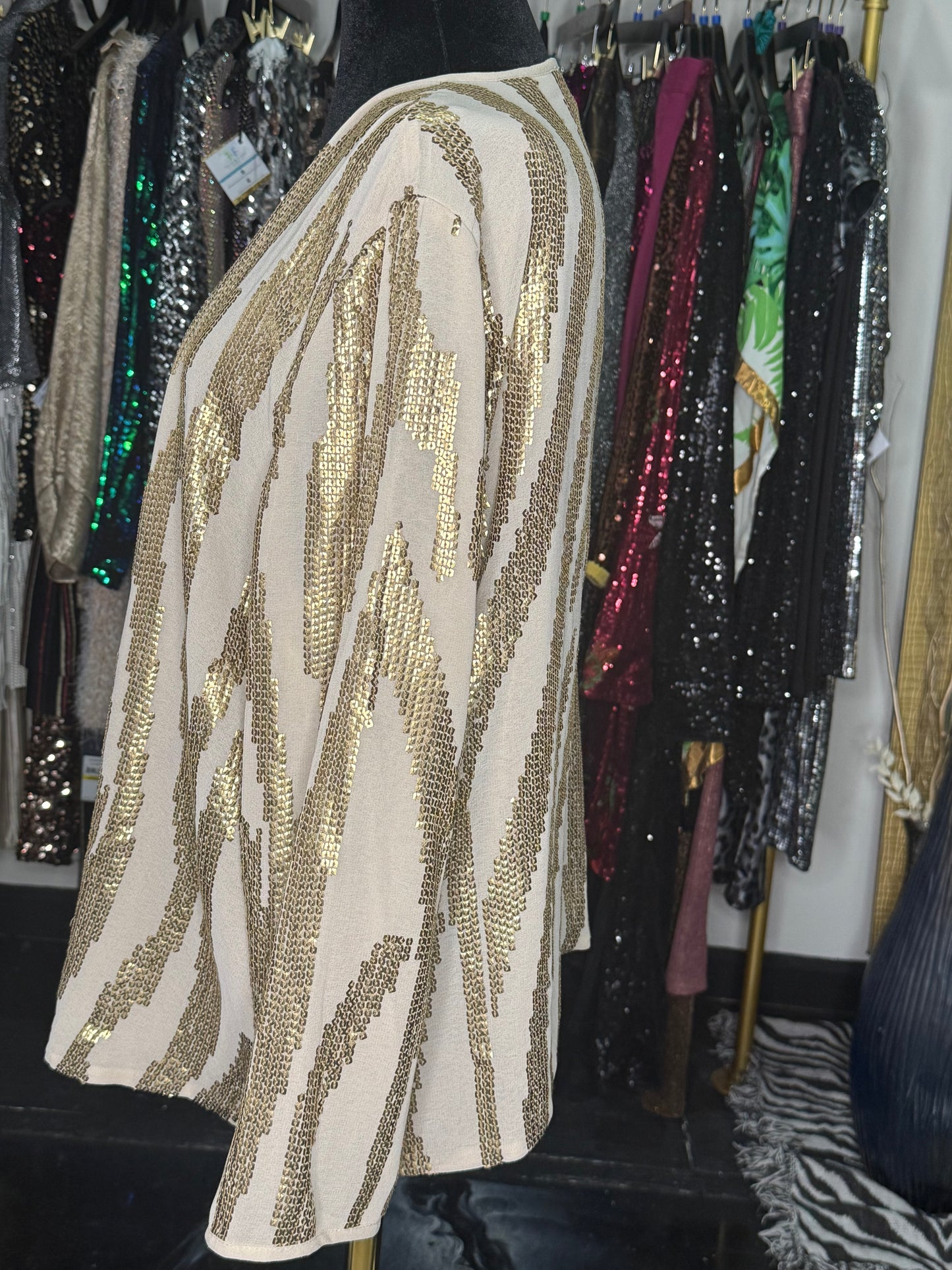NWT Gold Sequin Mini Duster