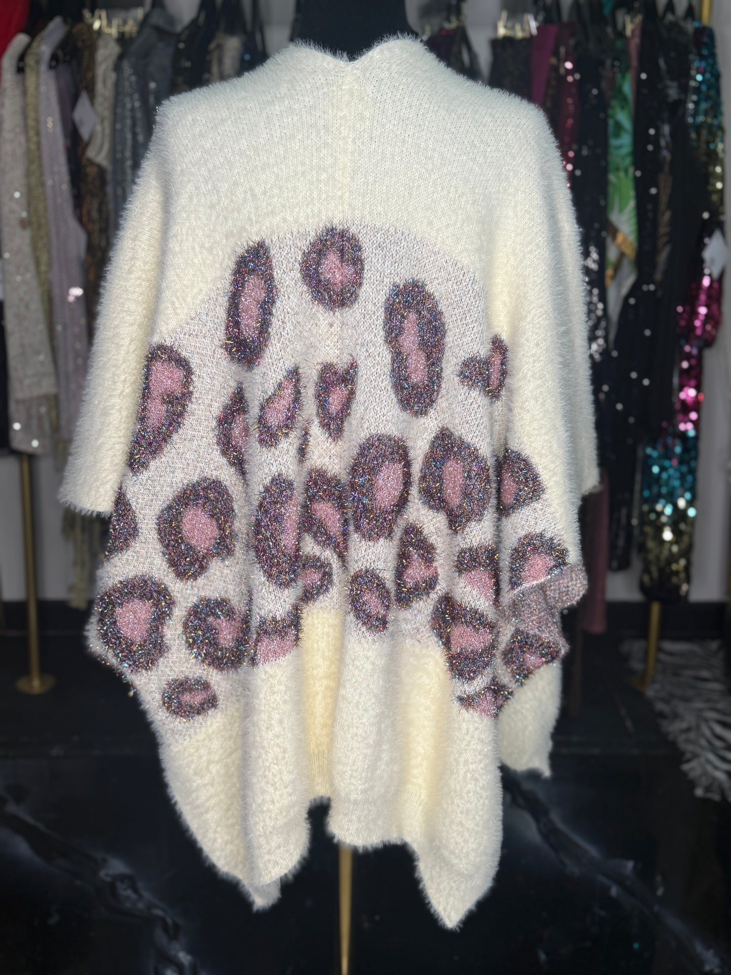 Metallic Colorful Leopard Duster Shawl