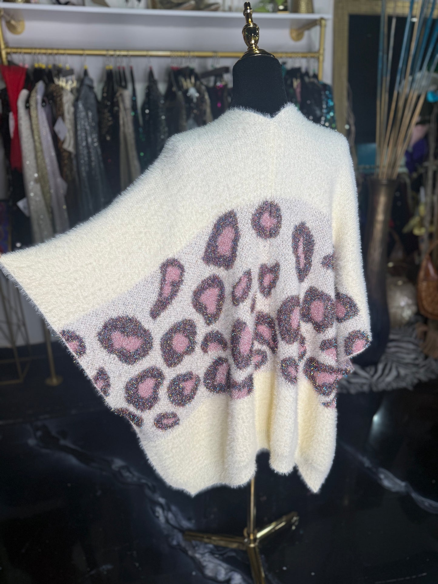 Metallic Colorful Leopard Duster Shawl