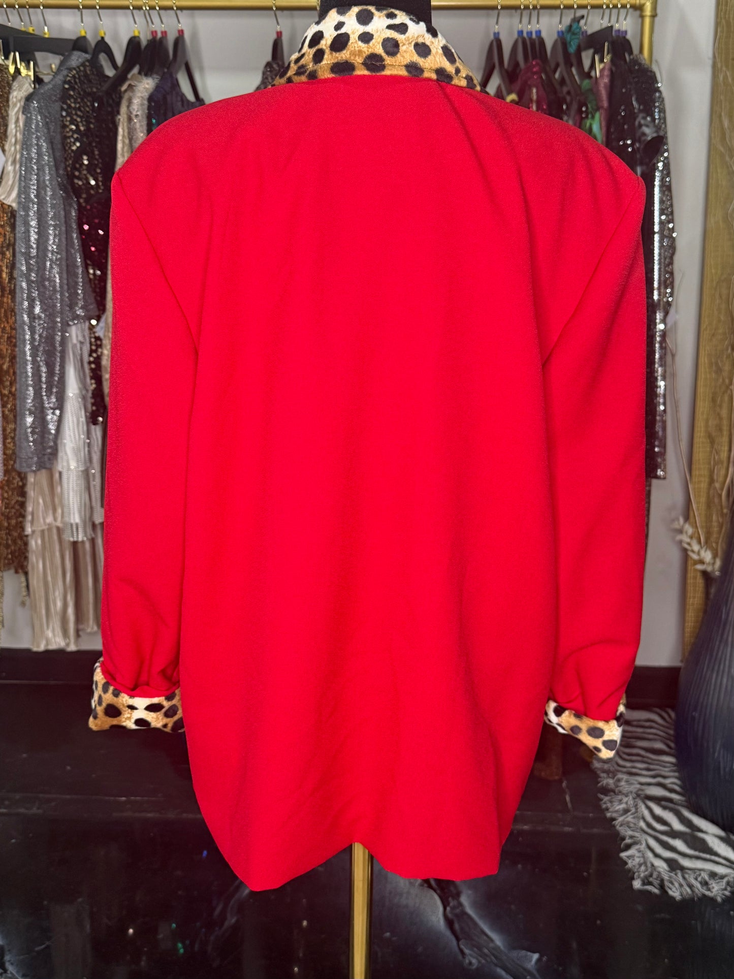 VTG Red Cheetah Print Blazer