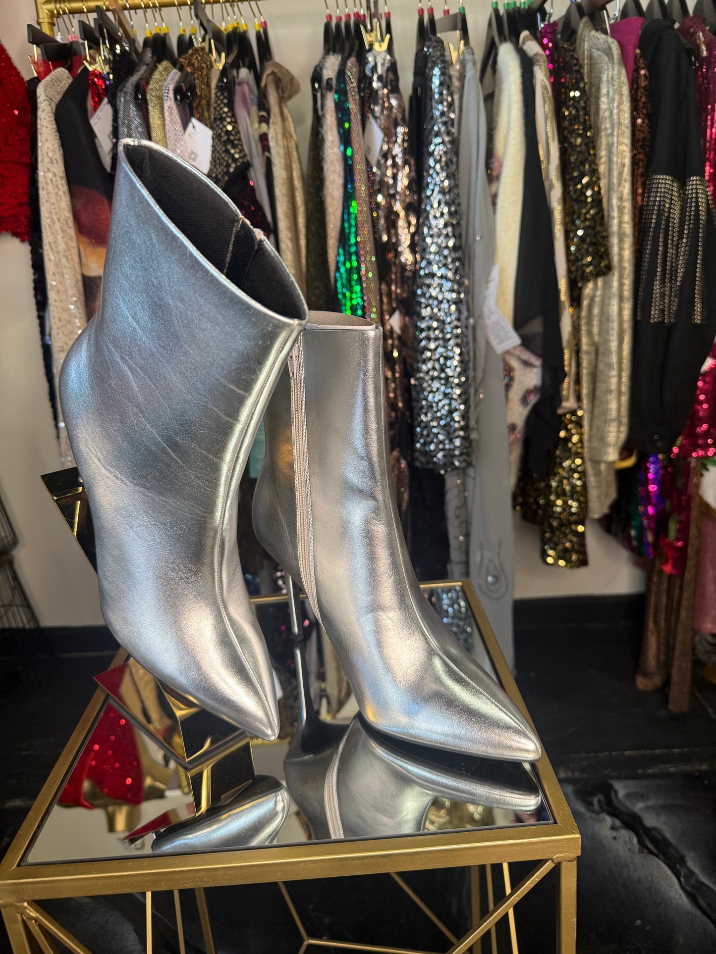Silver Metallic Booties