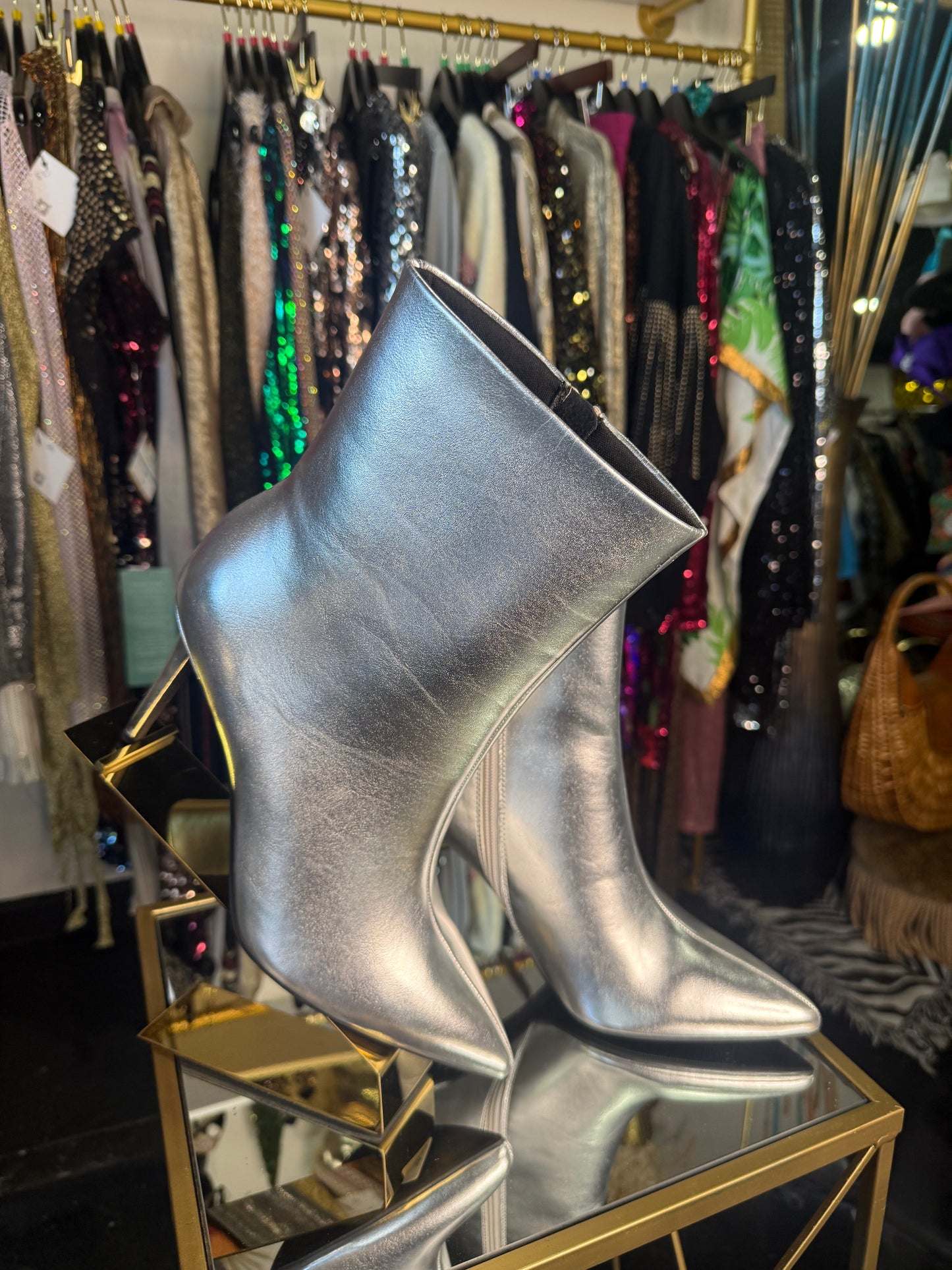 Silver Metallic Booties