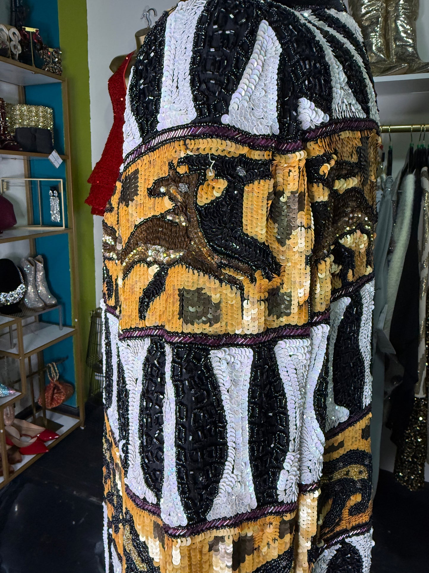 🔥VTG Safari Sequin Beaded Jacket