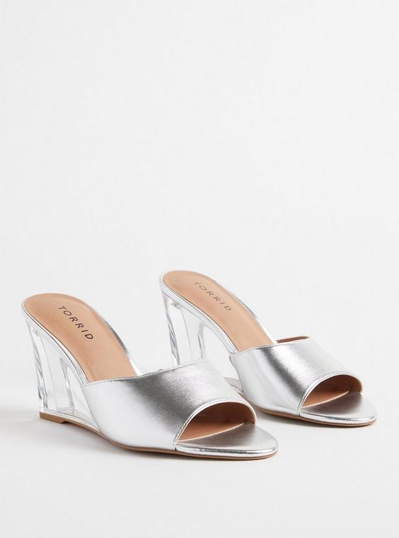 Silver Lucite Wedge Heels