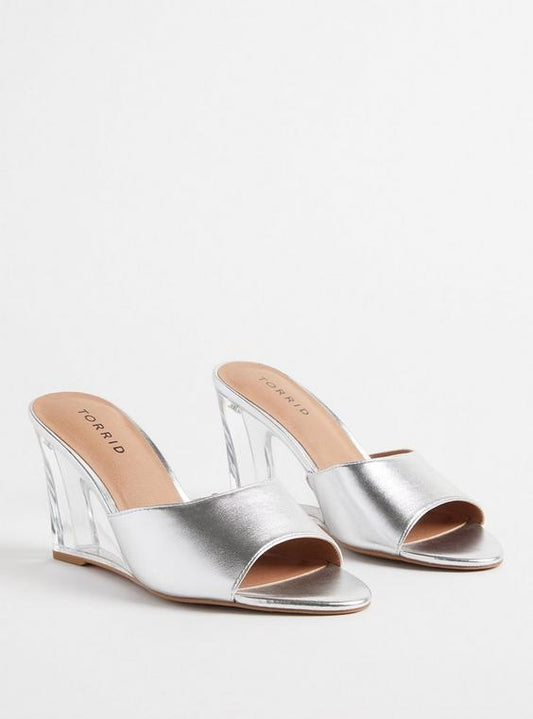 Silver Lucite Wedge Heels