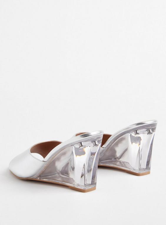 Silver Lucite Wedge Heels