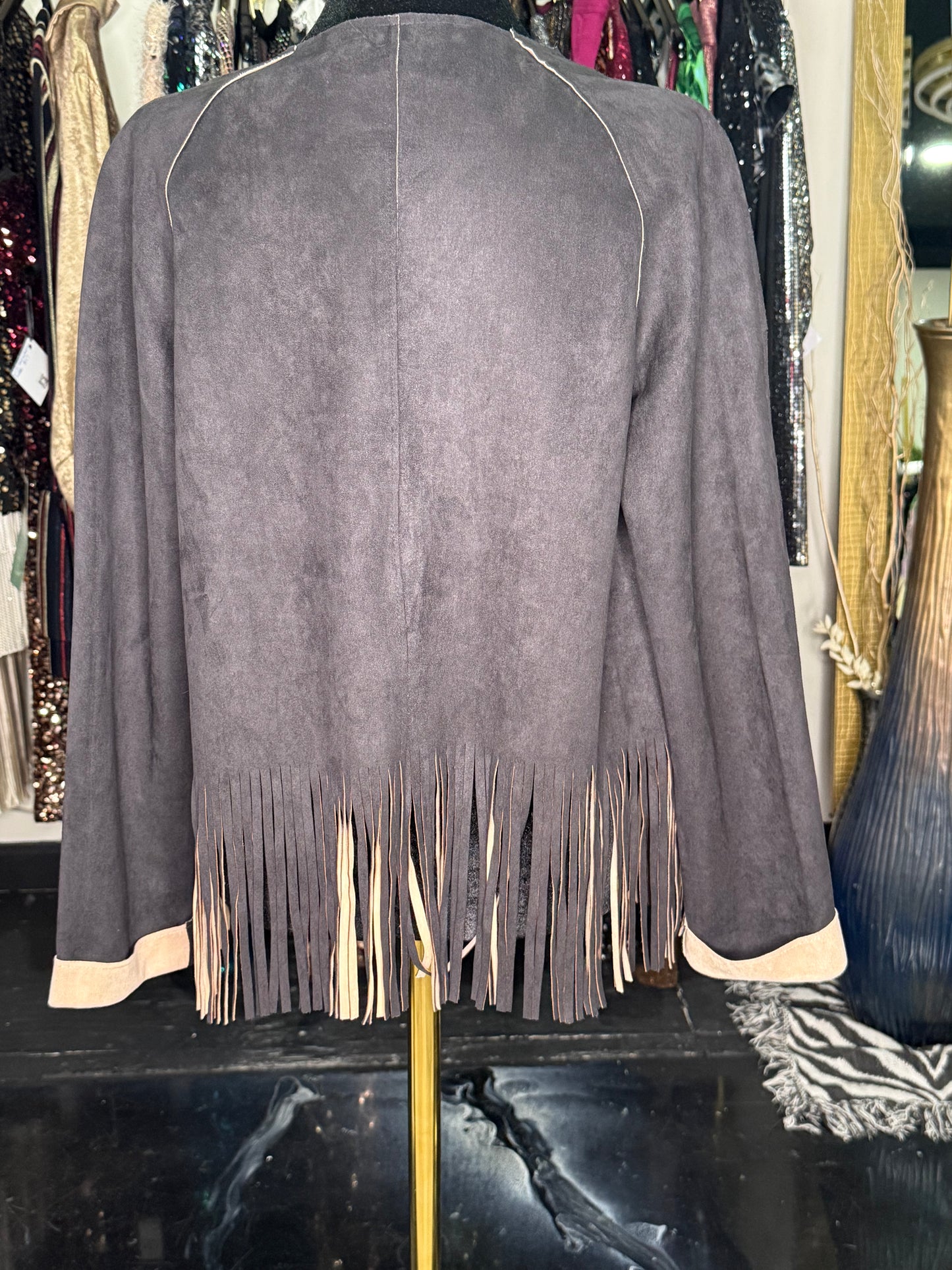 Faux Leather Fringe Jacket
