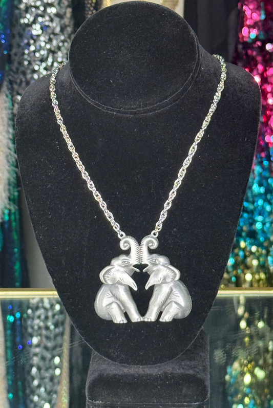 VTG Double Elephant Necklace