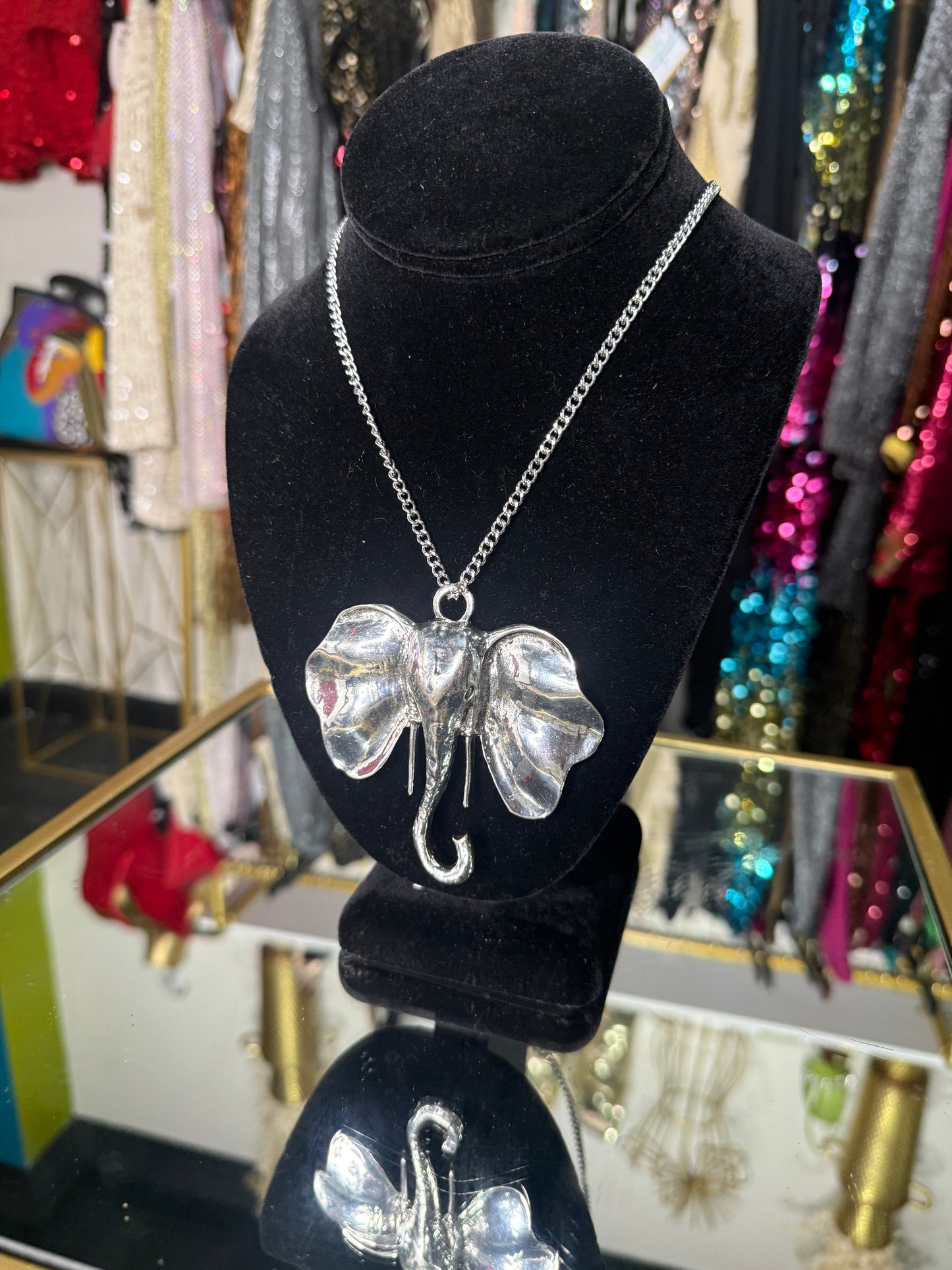 VTG Elephant Pendant & Necklace