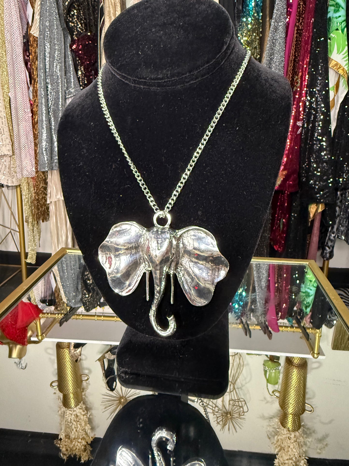 VTG Elephant Pendant & Necklace