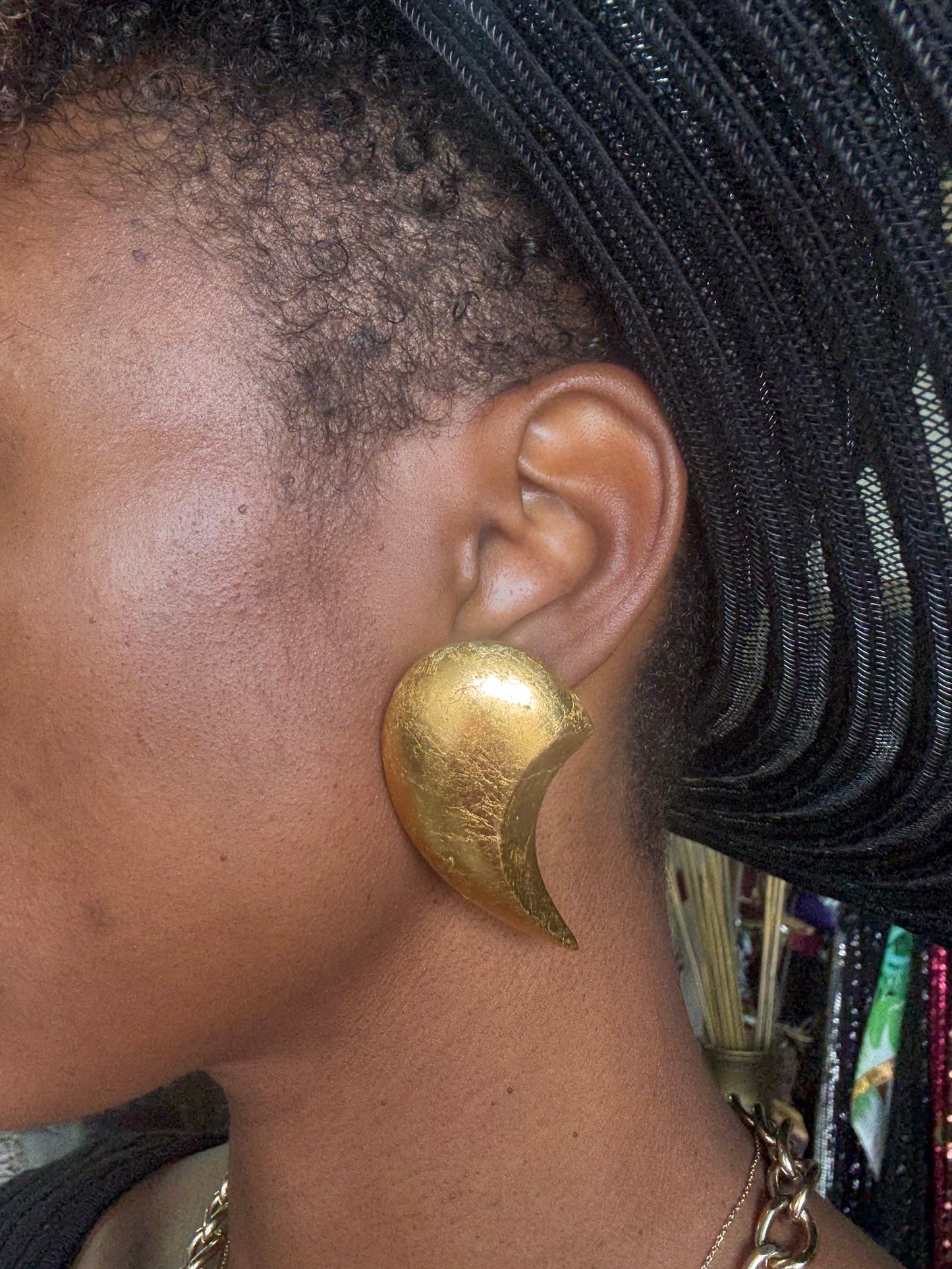 Rafael Sanchez Gold Crescent Style Earrings